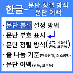 한글 문단 정렬 방식, 여백, 줄 나눔 기준, 문단 모양 단축키 : 네이버 블로그