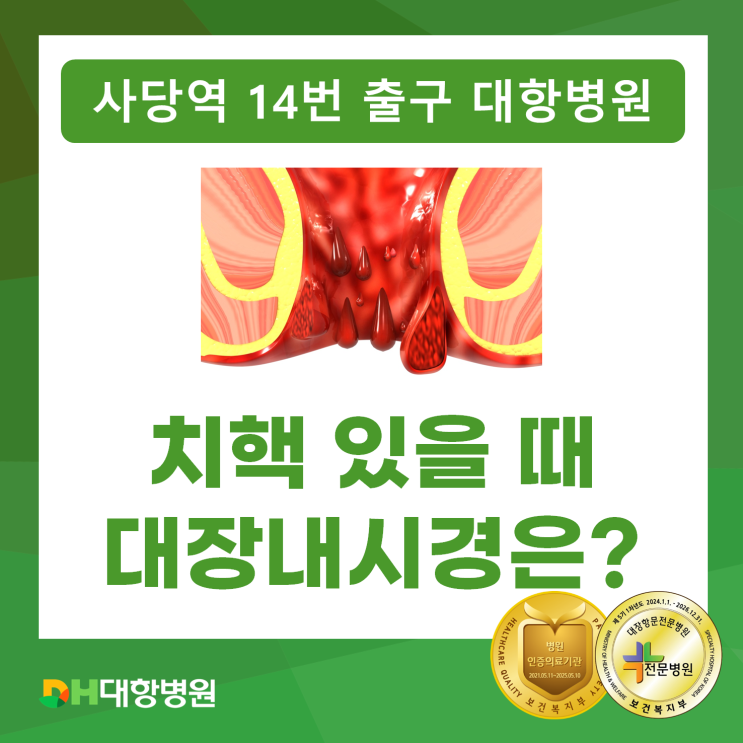 사당 대항병원 치핵 3,4기 대장내시경검사 가능한가요? : 네이버 블로그