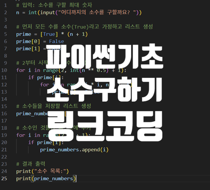 [파이썬 기초] 소수 구하기 완벽 정리! - 링크코딩 : 네이버 블로그