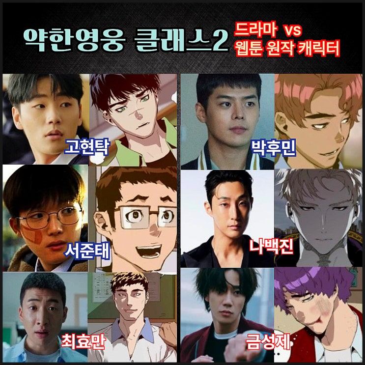 약한영웅 클래스2 출연진 수호 없는 원작 웹툰 등장인물 나백진 박후민