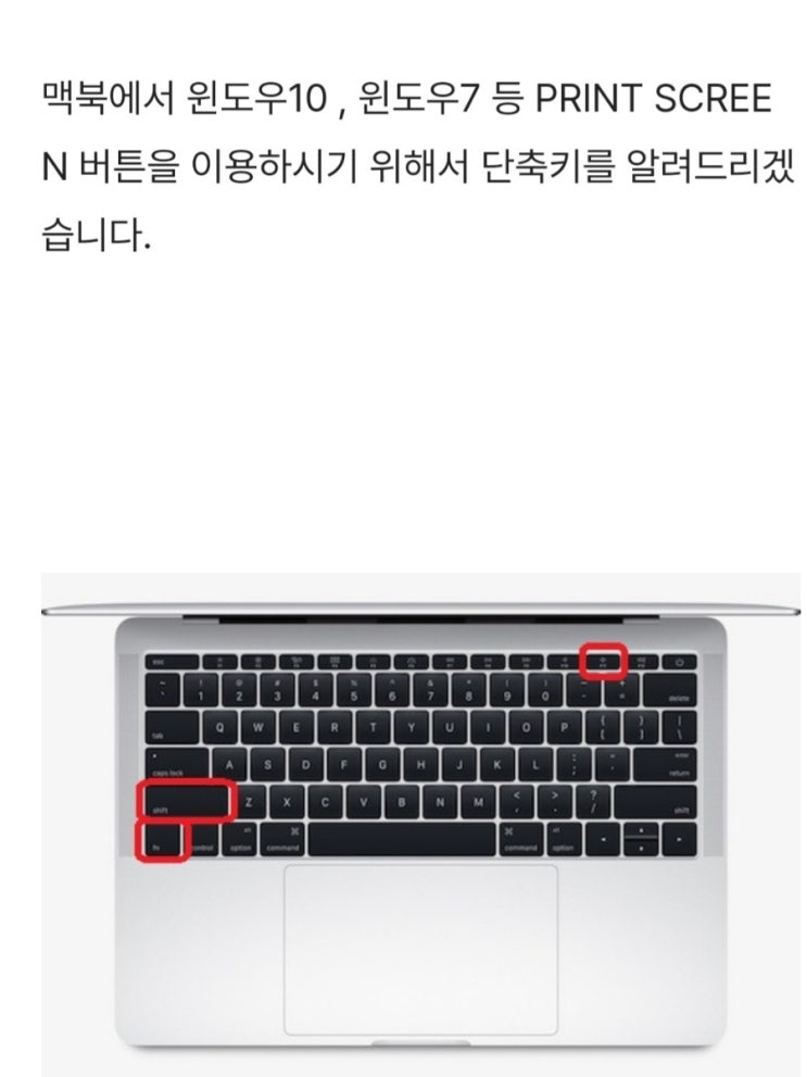 맥북 윈도우 설치 버젼에서 스크린 캡쳐 단축키 = fn + shift + f11 : 네이버 블로그