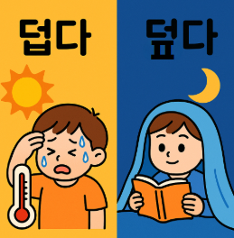 '덥다'와 '덮다' 차이 쉽게 배우기, 받침 하나로 다른 뜻! : 네이버 블로그