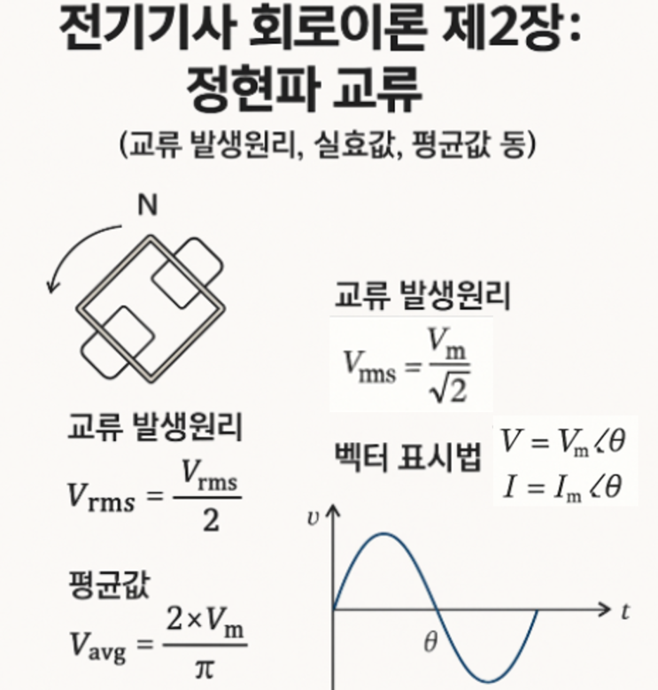 전기기사 회로이론 제2장: 정현파 교류 (교류 발생원리, 실효값, 평균값 등) : 네이버 블로그