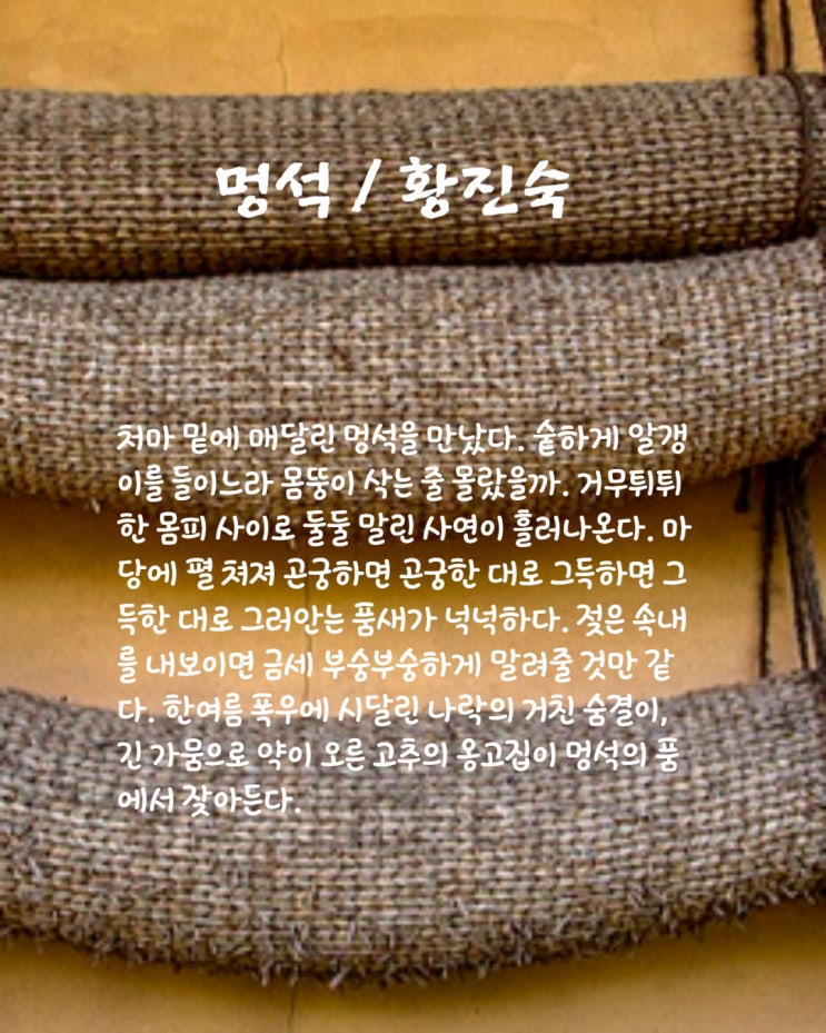멍석 / 황진숙 - 제15회 천강문학상 대상 : 네이버 블로그