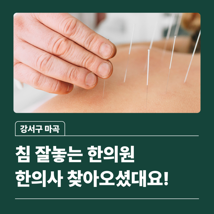 강서구 마곡 침 잘놓는 한의원 한의사 찾아오셨대요! : 네이버 블로그