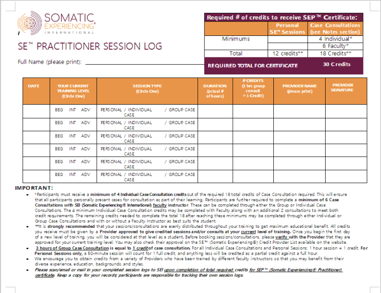 SE(Somatic Experiencing®) - Beginning level Provide Sessions(2025.2.9-7 ...