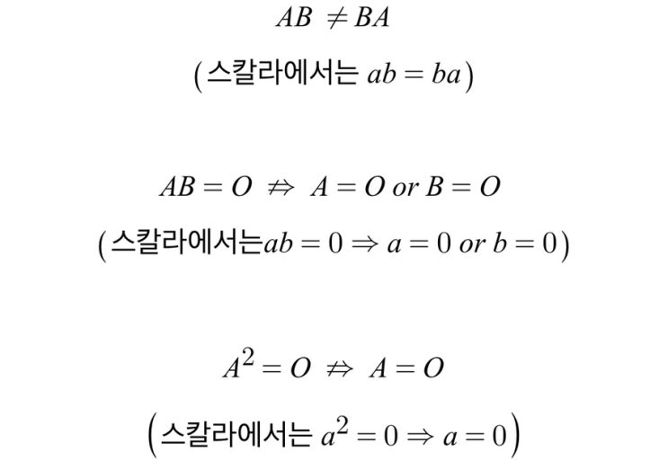 행렬(matrix)의 이모저모(2) 행렬의 교환·결합법칙, AB=BA인 행렬, 영인자 : 네이버 블로그