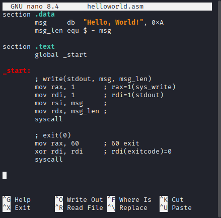 [NASM Linux] 어셈블리 언어로 Hello World! : 네이버 블로그
