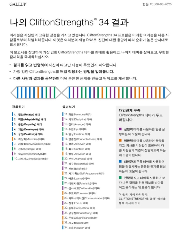강점 3단 변신 | 갤럽 강점 검사, GALLUP CliftonStrengths : 네이버 블로그