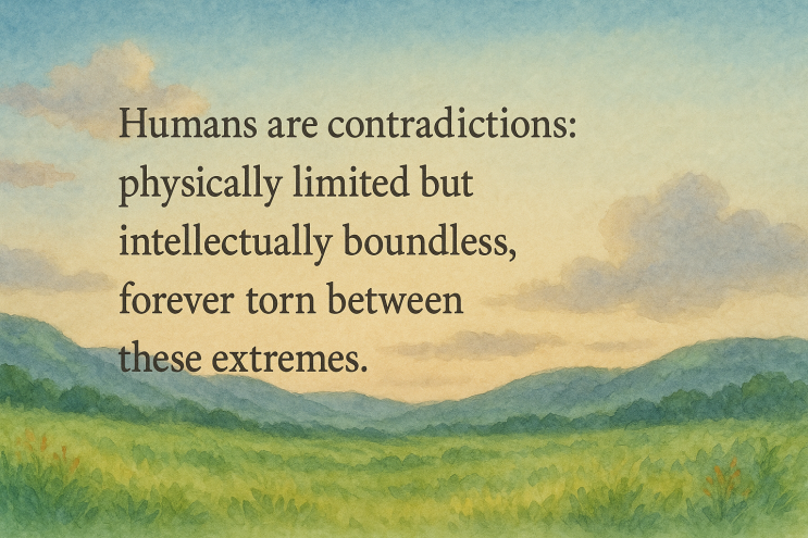 영어 명언 508: Humans are contradictions: physically limited but ...