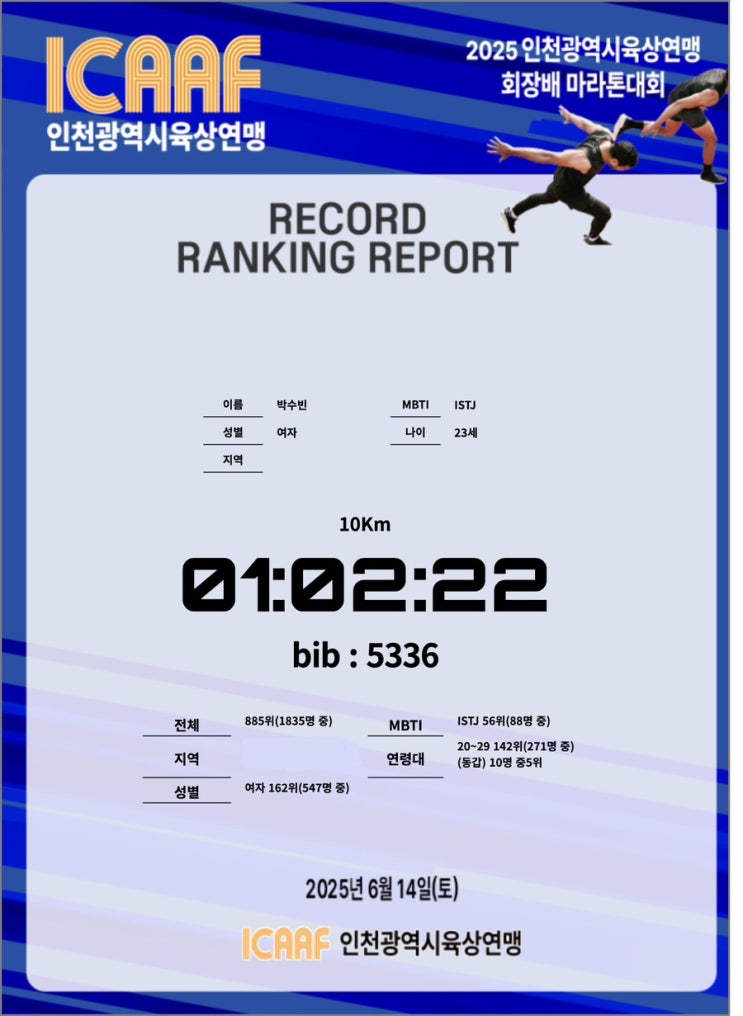 [러닝] 2025 인천광역시 육상연맹회장배 마라톤대회 후기 + 훈련기록