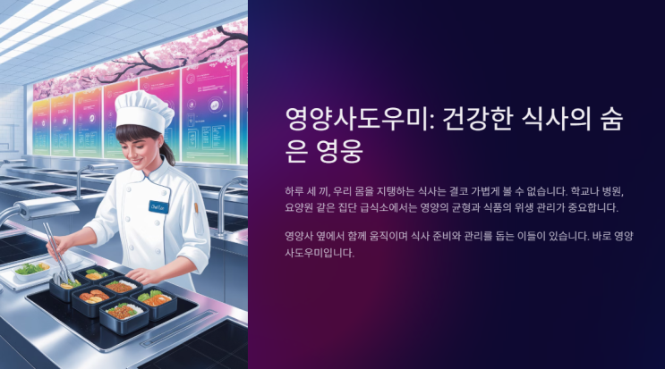 영양사도우미 역할, 보조직무 : 네이버 블로그