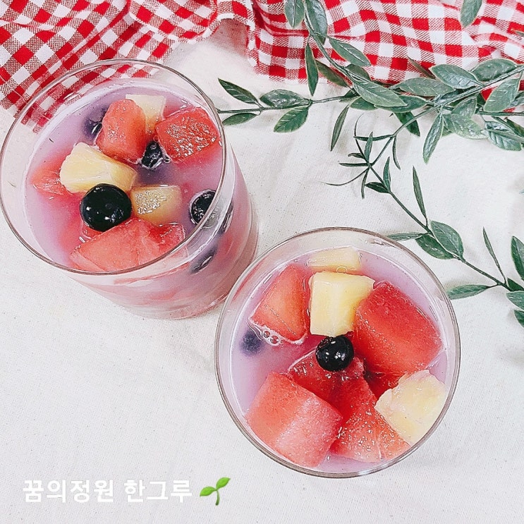 다이어트식 수박화채 만들기 간단한 여름 디저트 과일화채 재료 밀키스 레시피 : 네이버 블로그