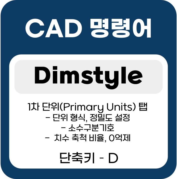 캐드(CAD) 명령어 - Dimstyle, 치수스타일 / 1차 단위(Primary Units) : 네이버 블로그