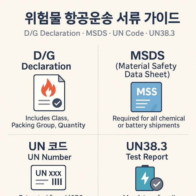 위험물 항공운송 서류 가이드: D/G, MSDS, UN code, UN38.3 : 네이버 블로그