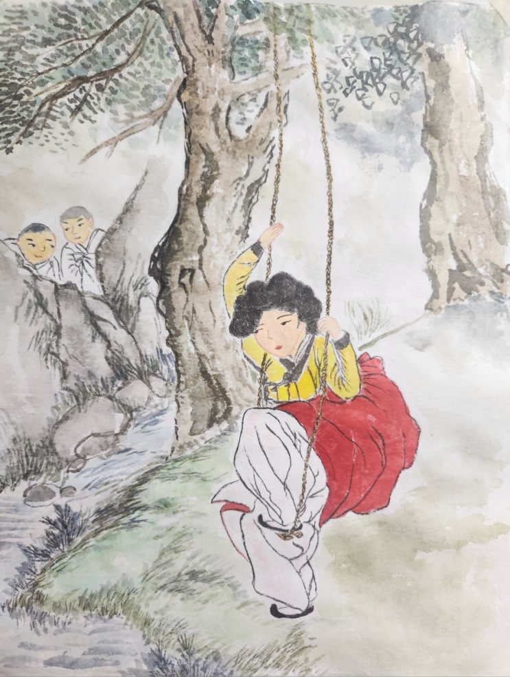 [모작] 신윤복 선생님의 '단오풍정' 그림 오마주hommage : 네이버 블로그