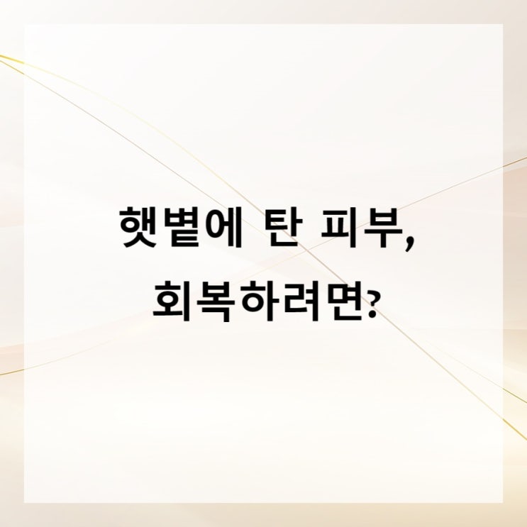 햇빛에 탄 피부, 회복하려면? : 네이버 블로그