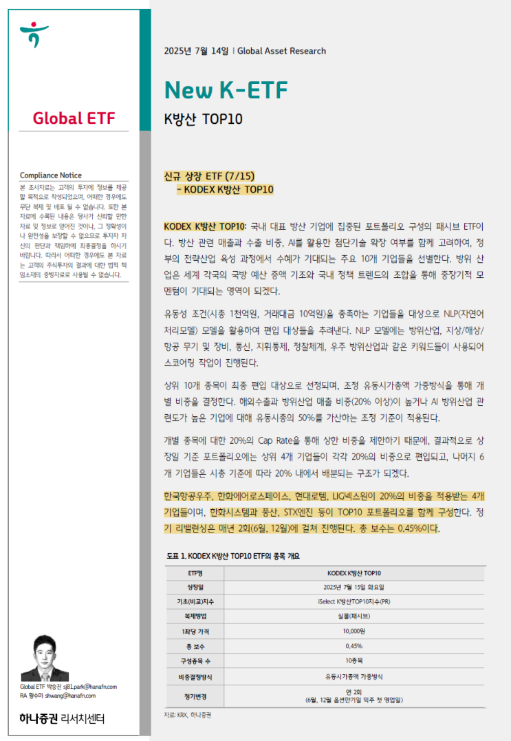New K-ETF : K방산 TOP10 : 네이버 블로그