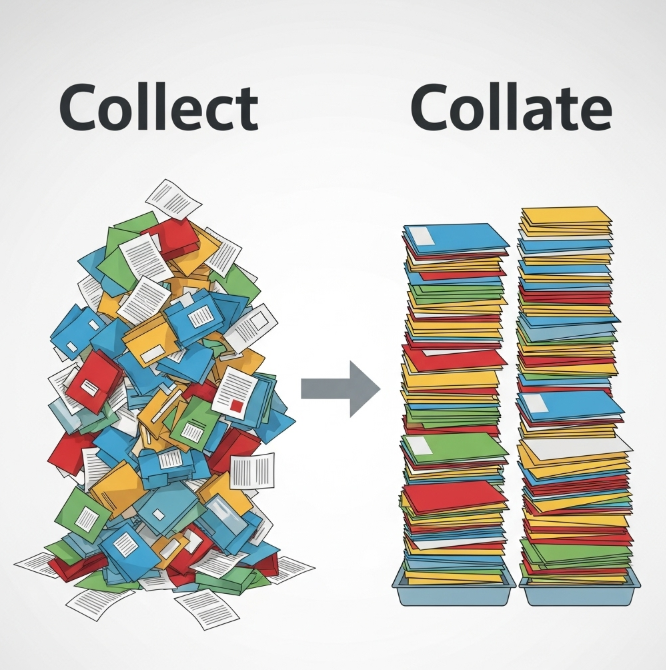 [영어] collate 뜻, collect랑 뭐가 다를까? 영어단어 헷갈릴 때 이 글 하나로 끝! : 네이버 블로그