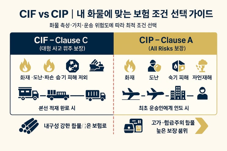 CIF vs CIP | 내 화물에 맞는 보험 조건 선택 가이드 : 네이버 블로그