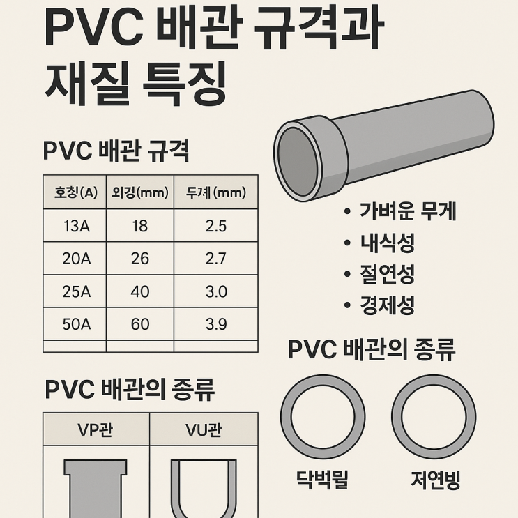 PVC 배관 규격과 재질 특징 (VG1·VG2 포함) : 네이버 블로그