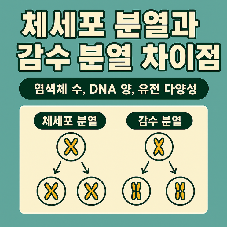 체세포 분열과 감수 분열의 차이점 – 염색체 수, DNA 양, 유전 다양성 : 네이버 블로그