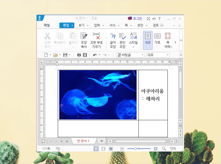 한글 사진회전자르기표안에 그림 넣기 칸 채우기