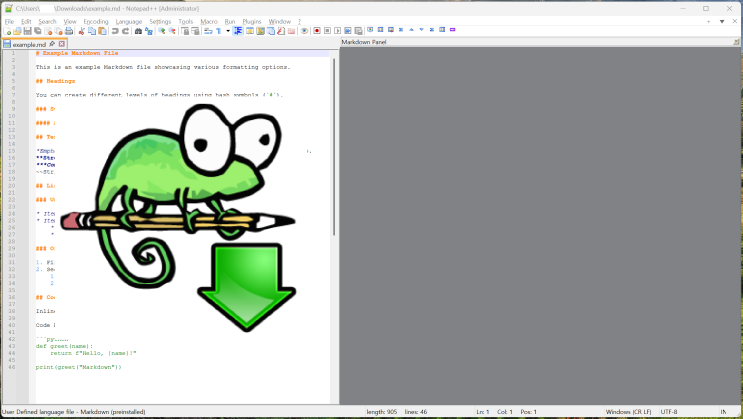 Notepad++ (npp)에서 MarkdownPanel 실행 오류: 회색 빛으로 보이는 패널 화면 : 네이버 블로그