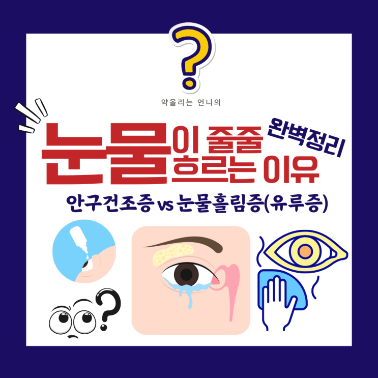 눈물이 줄줄 흐르는 이유 완벽정리(안구건조증vs눈물흘림증) : 네이버 블로그