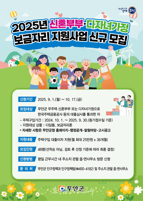 무안군, 2025년 신혼부부·다자녀가정 보금자리 지원사업 대상자 모집 : 네이버 블로그