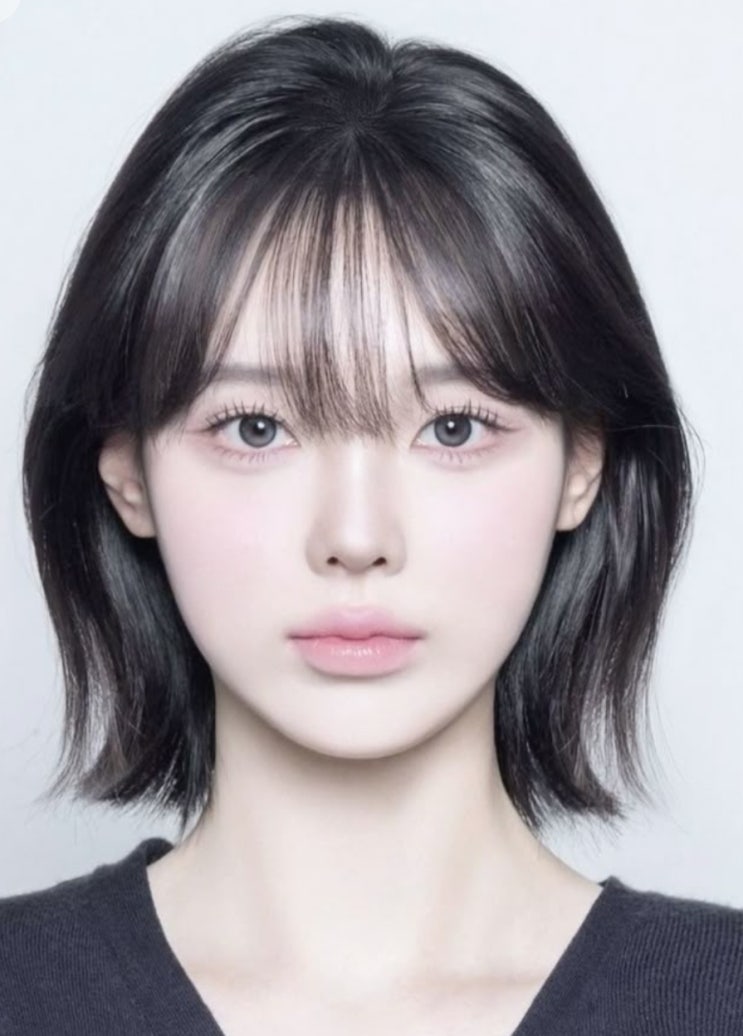 긴 얼굴형에 어울리는 단발 헤어스타일 앞머리와 가르마 : 네이버 블로그