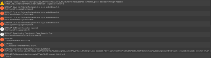 [Unity] 빌드 오류 | CommandInvokationFailure: Gradle build failed, 파이어베이스 ...