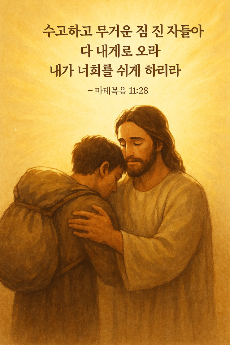 “수고하고 무거운 짐 진 자들아 다 내게로 오라 내가 너희를 쉬게 하리라.” : 네이버 블로그