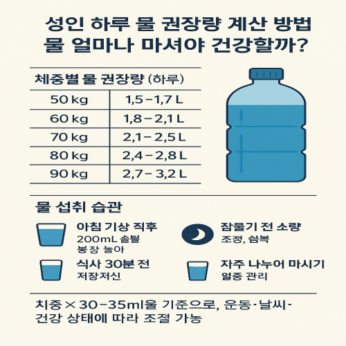 성인 하루 물 권장량 계산 방법 얼마나 마셔야 건강할까? : 네이버 블로그