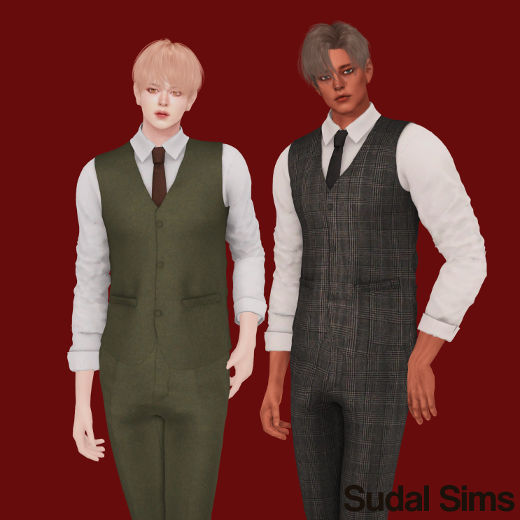 Patreon [심즈4 남심 의상] sudal - Vest Tie Shirt & Tailored Pants Set M : 네이버 블로그