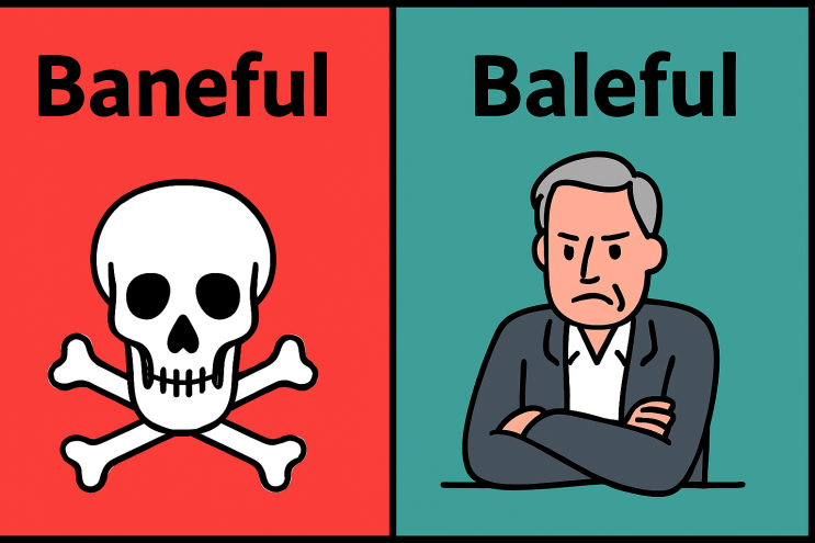 파멸을 불러오는 baneful, baleful 차이, 뜻 / a bale of hay 의미, balefully : 네이버 블로그