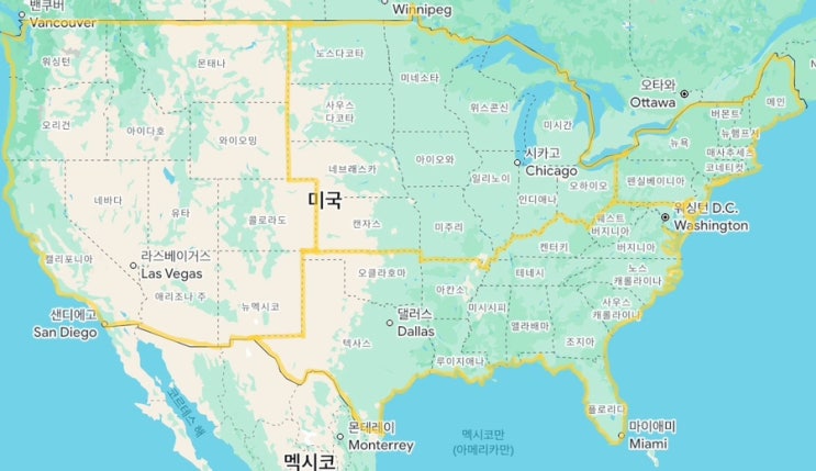 미국 동부 서부 지도, 미국 주 지도(북동부, 중서부, 남부, 서부) : 네이버 블로그