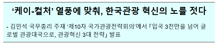 '케이-컬처' 열풍에 맞춰, 한국관광 혁신의 노를 젓다 : 네이버 블로그