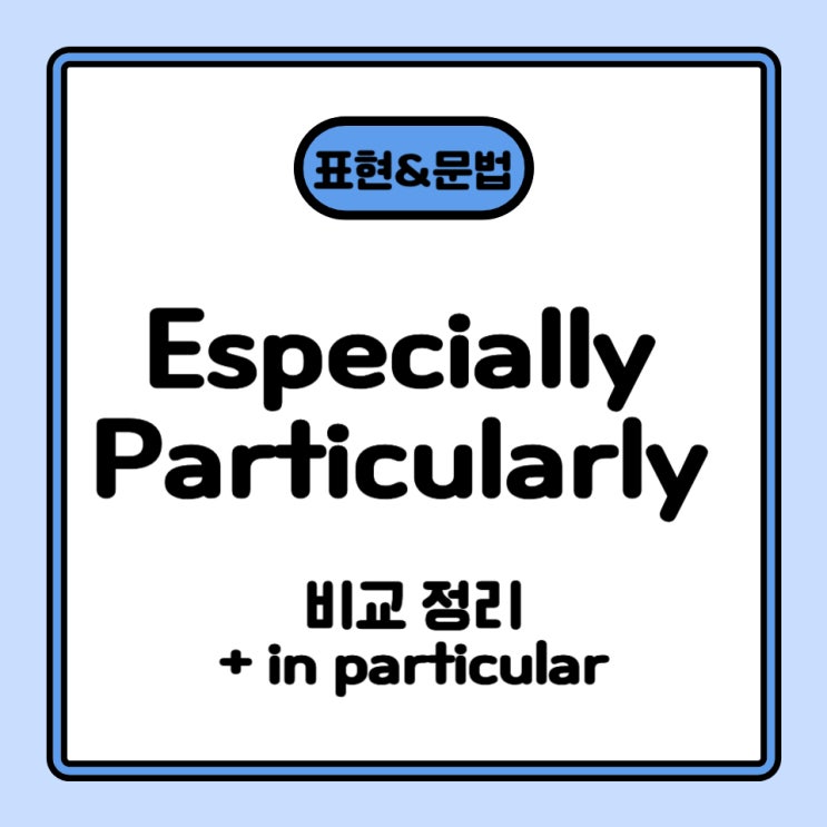 Especially vs Particularly 차이 완벽 정리 (+ in particular) : 네이버 블로그