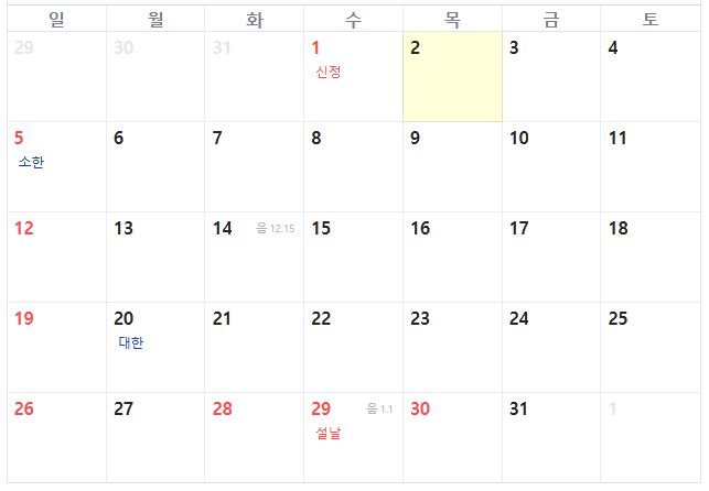 (25년 달력) 2025년 1~12월 달력, 연간 법정 공휴일, 기념일 안내 : 네이버 블로그
