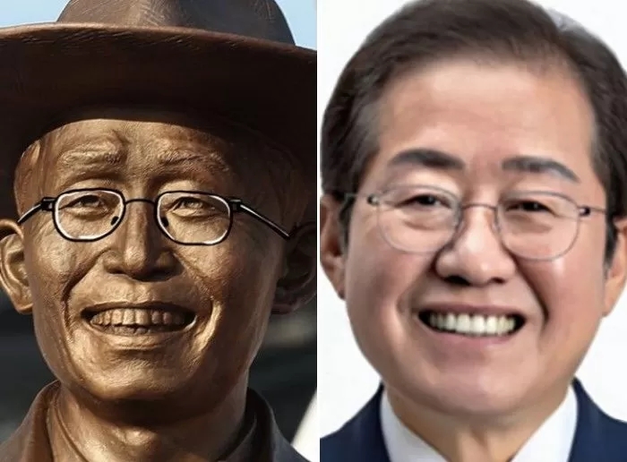 동대구역에 세워진 '박정희 동상'... 안경 씌워보니 홍준표 대구 시장 '닮은꼴' 주장