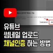 유튜브 썸네일 업로드 채널인증 하는 방법 : 채널 소유자만 액세스 가능