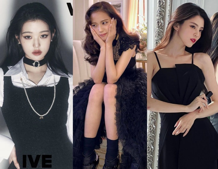 장원영 나시원피스, 지수 쉬폰원피스, 한소희 드레스 등★ 블랙원피스 미니~롱원피스 코디법
