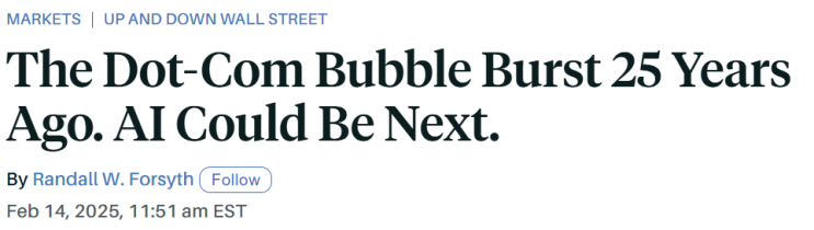 [Barron's] 2/14 The Dot-Com Bubble Burst 25 Years Ago. AI Could Be Next ...
