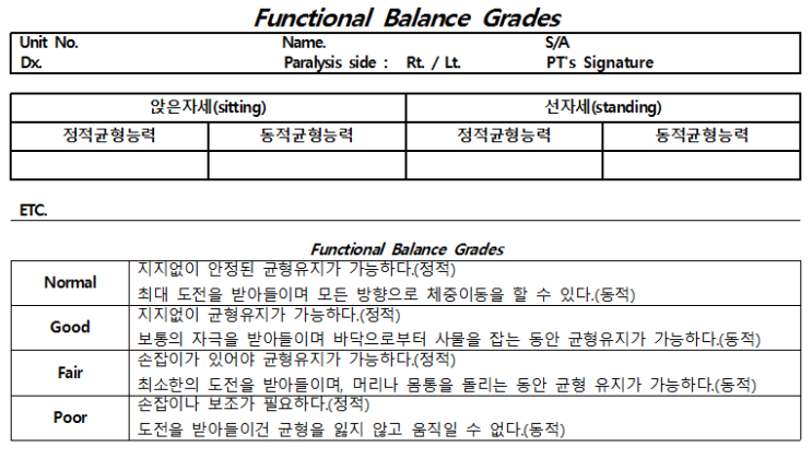 신경계)FBG(Functional Balance Grades) : 네이버 블로그