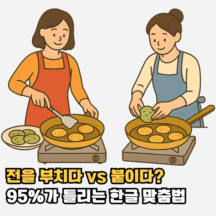 전을 부치다 vs 붙이다? 95%가 틀리는 한글 맞춤법! : 네이버 블로그