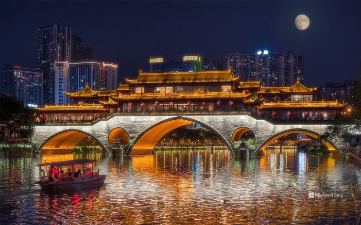 '중추절'-중국, 청두, 중추절의 안순교(Anshun Bridge Mid-Autumn Lantern Festiv....