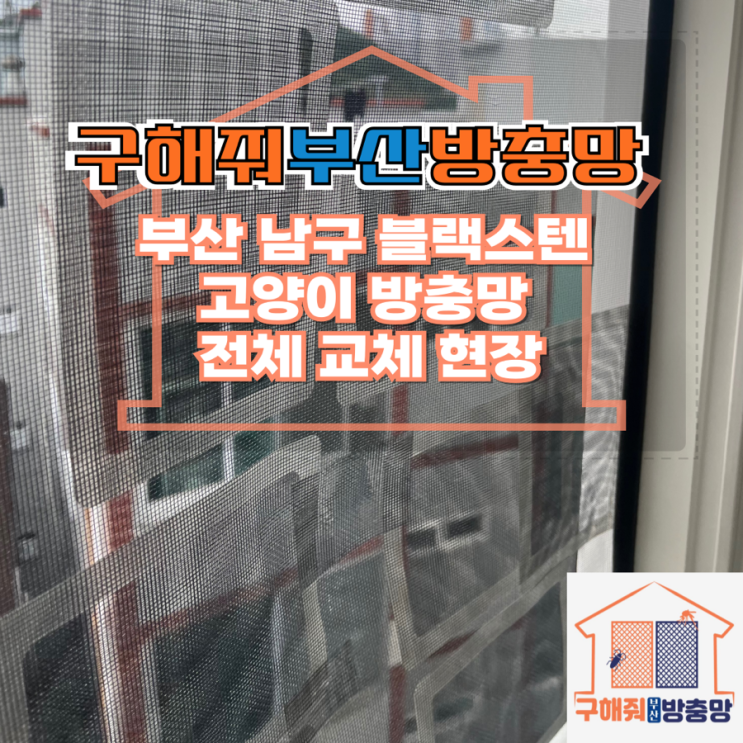 부산방충망업체 부산 블랙스텐 고양이 방충망 교체 현장