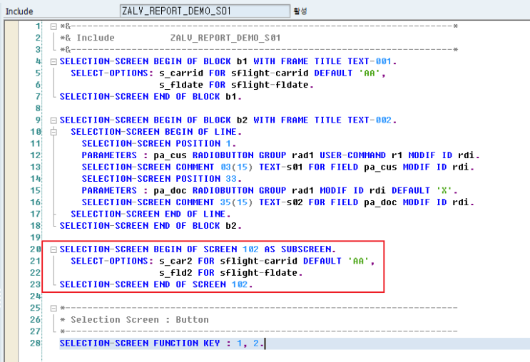 SAP ABAP - ALV Screen에 Selection-Screen 화면 추가 : 네이버 블로그