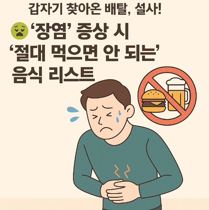 갑자기 찾아온 배탈, 설사! 🤢 '장염' 증상 시 '절대 먹으면 안 되는' 음식 리스트 : 네이버 블로그